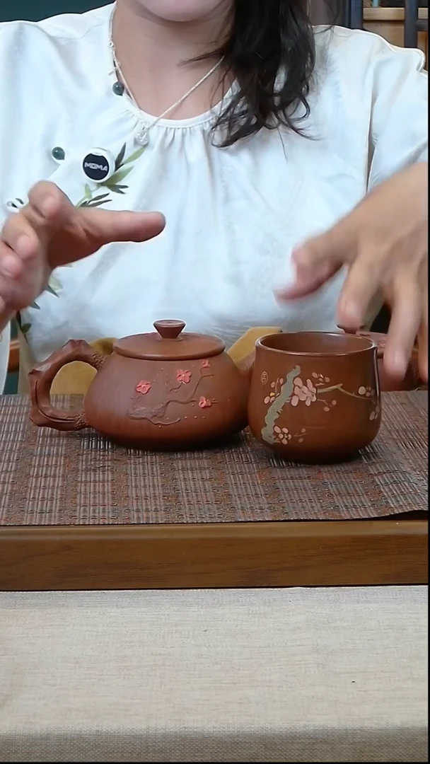32复烧梅花壶+亮光主人杯/玖陶纯手工制作甄选