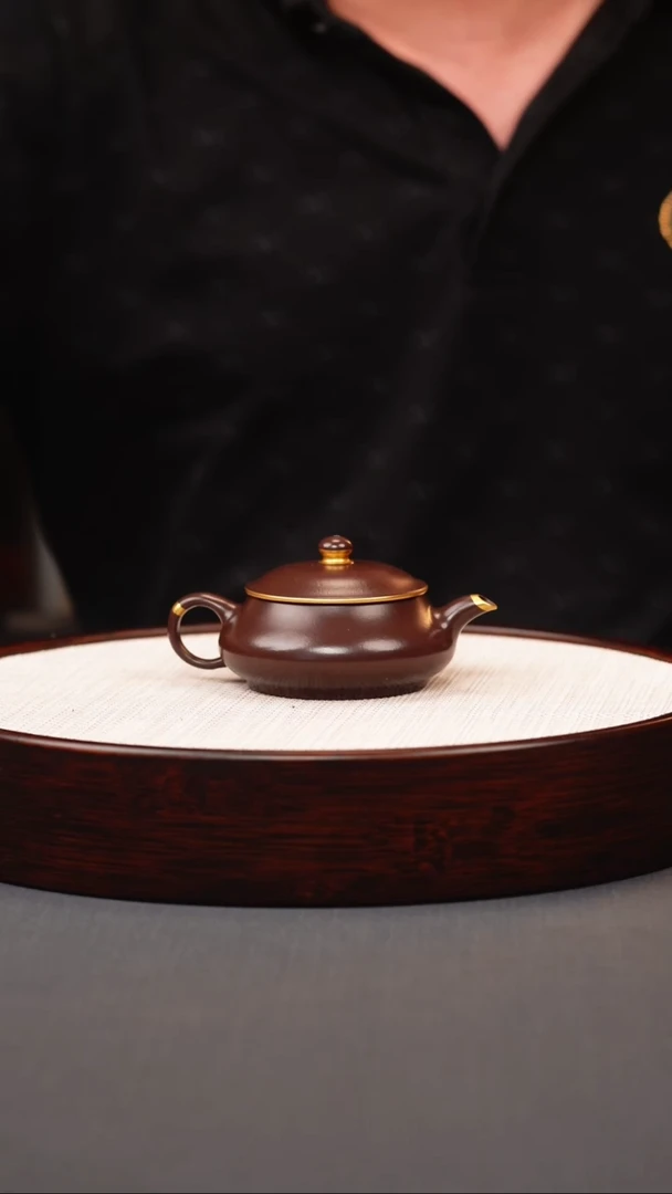 茶壶紫砂紫泥小品描金明炉