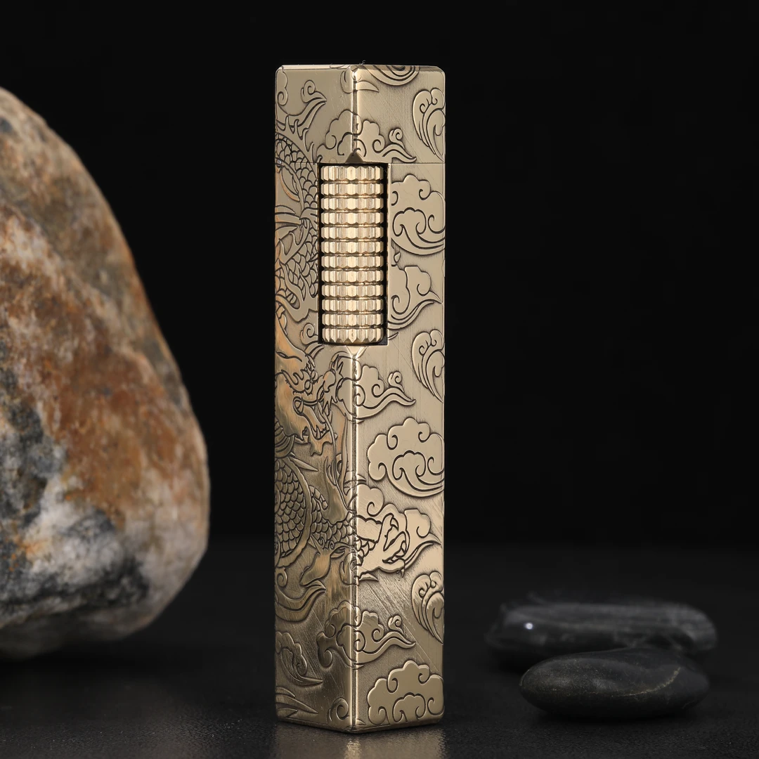 好运达短款长波轮祥云龙雕刻创煤油意打火机变色手工复古窄机精雕