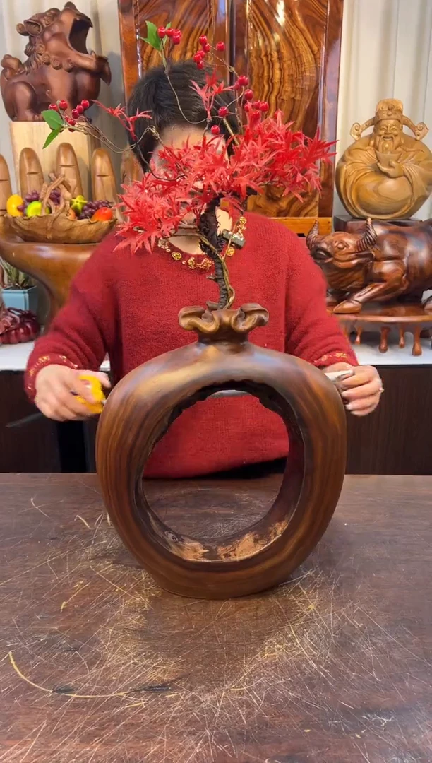 【闪购商品】香樟木实木创意花器