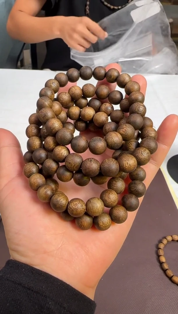 手串沉香99沉海南绿棋沉香红骨凹身正圆珠单圈10mm8g+多样性发1