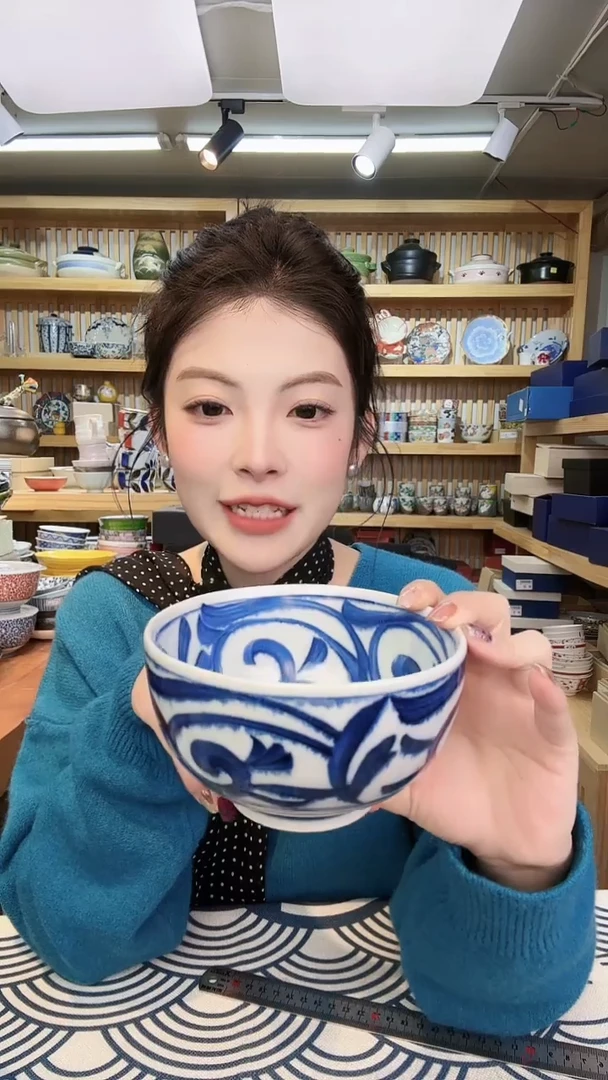 【闪购商品】盘蓝海纹13cm进口米饭碗一个