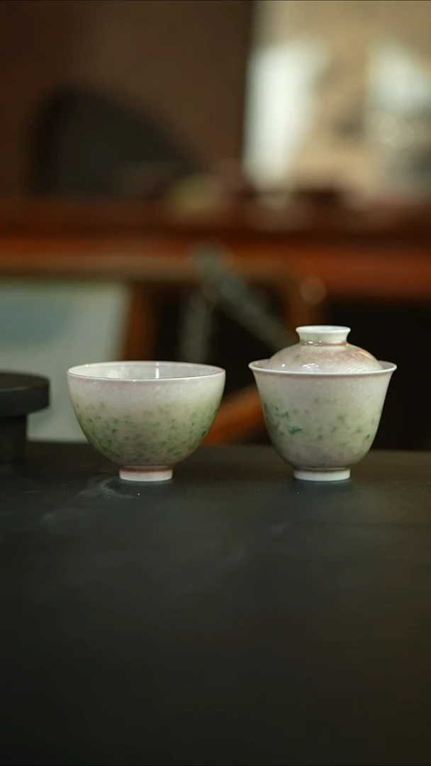 杯小*儿豇豆红美人醉盖碗杯子