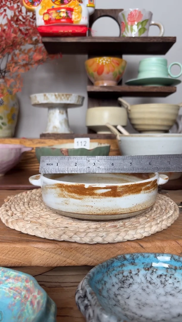 陶瓷19手作粗陶餐具1个装