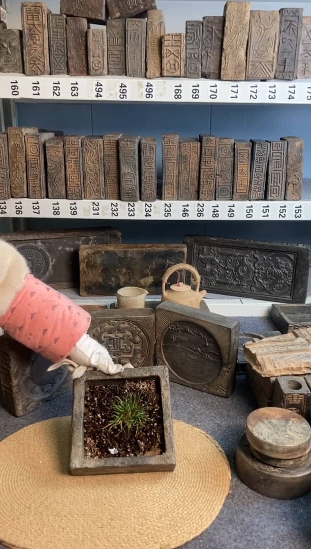 大*古砖雕刻砚台壶承