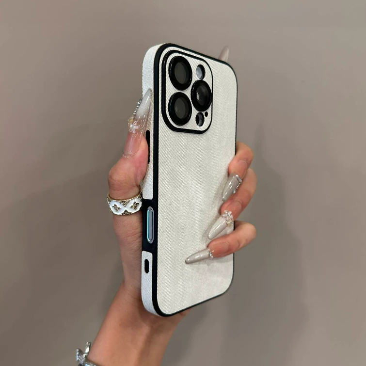 个性全包边牛仔纹适用iPhone16promax手机壳15pro个性14防摔13/12