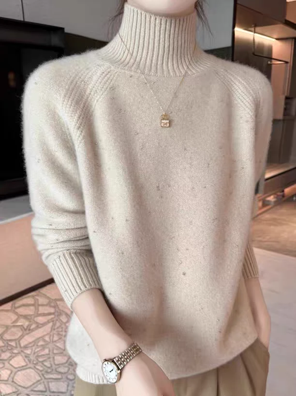 【彩豆王菲同款】2025新款时髦洋气显瘦二翻领领针织女衫
