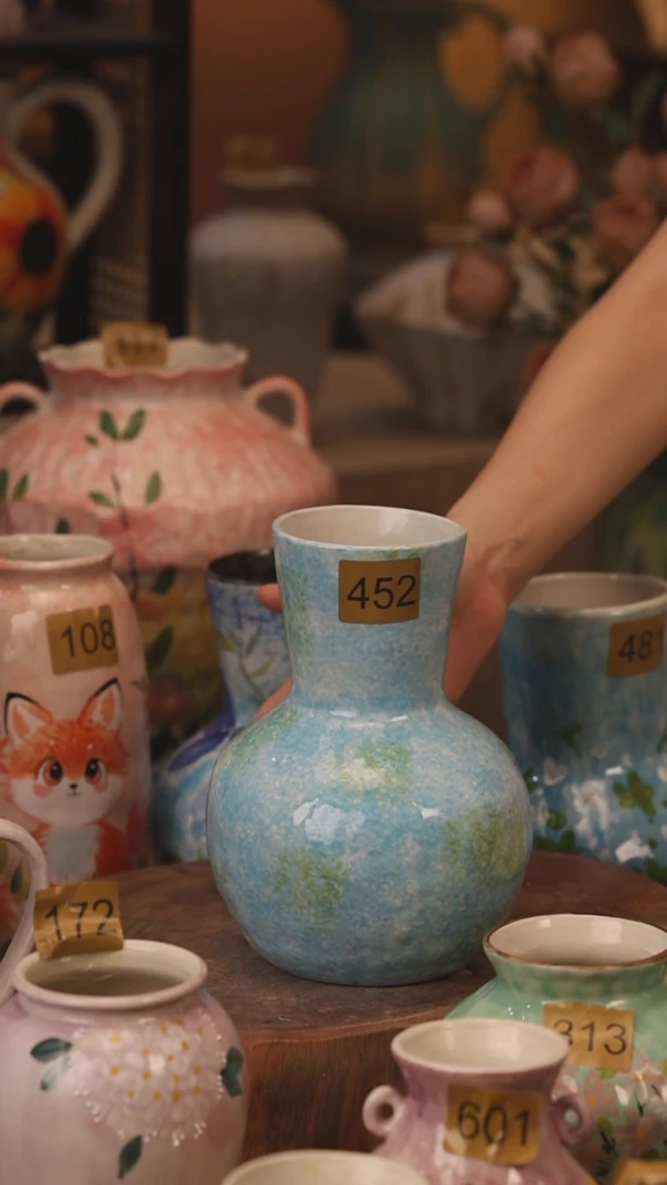 陶瓷452景德镇设计师手作花器摆件侘寂风