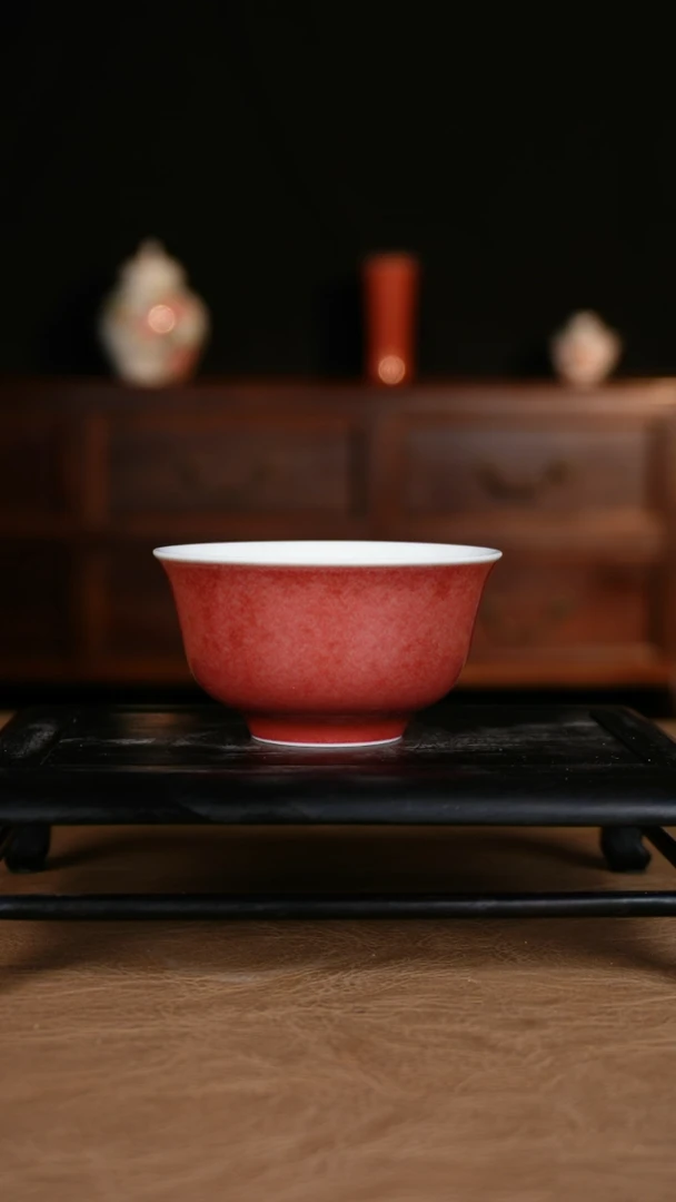 杯子豇豆红景德镇纯手工陶瓷