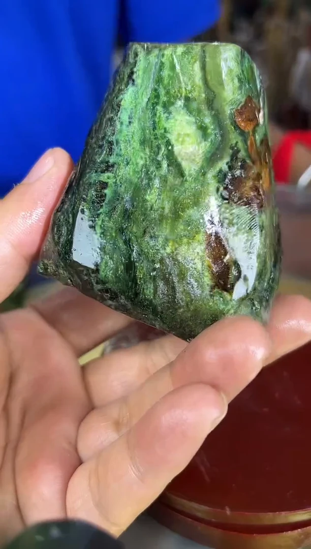 缅甸天然树化玉手把件