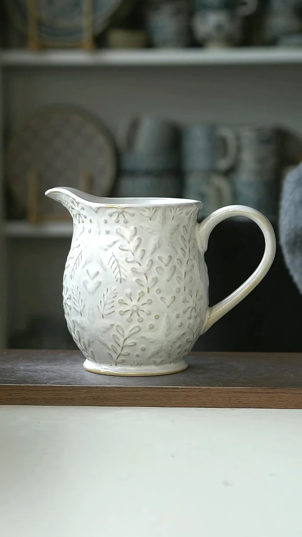 陶微瑕出瑞典Lillalager浮雕树叶奶壶11.5*14cm680ml@4-2@