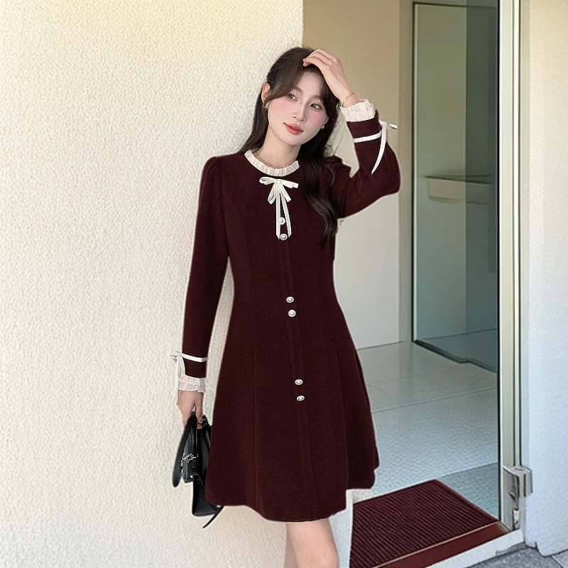 99876#红【木兮兮专属】2025年春季新款气质蕾丝百搭休闲时尚连衣裙