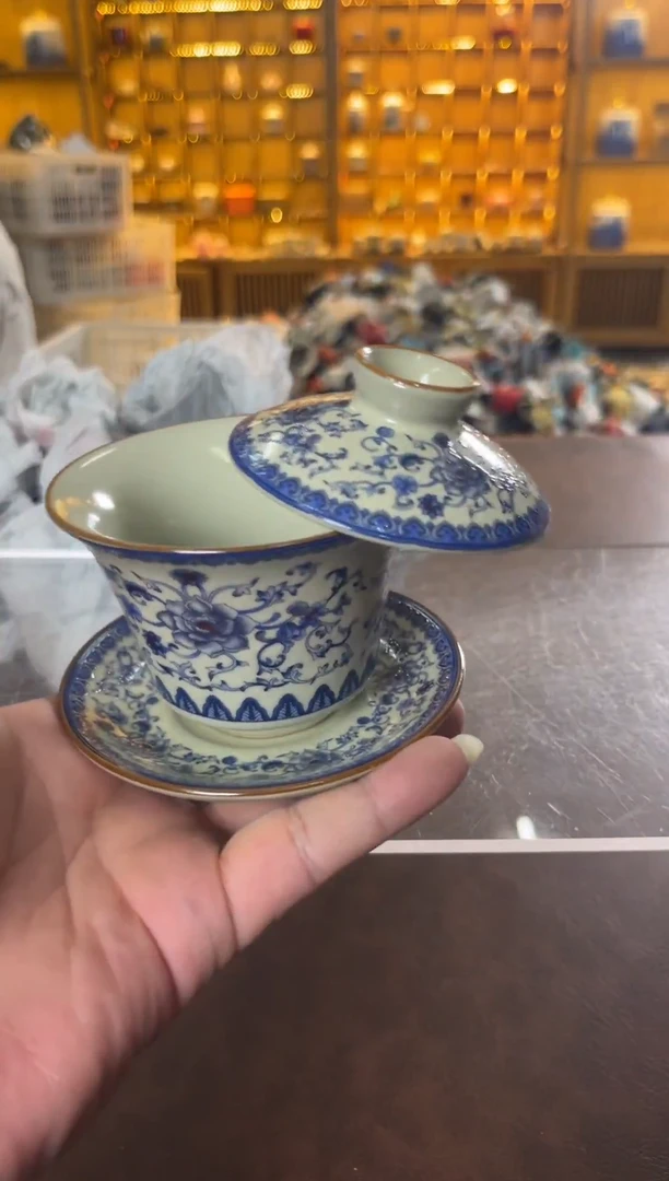 瓷片花溪陶瓷00000缠枝莲盖碗