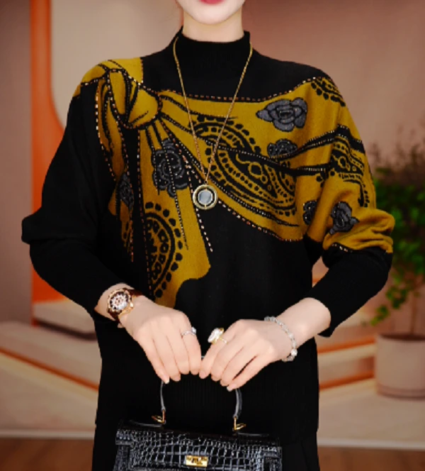 （秋季新款含棉羊毛衣针织毛线衣柔软保暖百搭上衣）V25L837