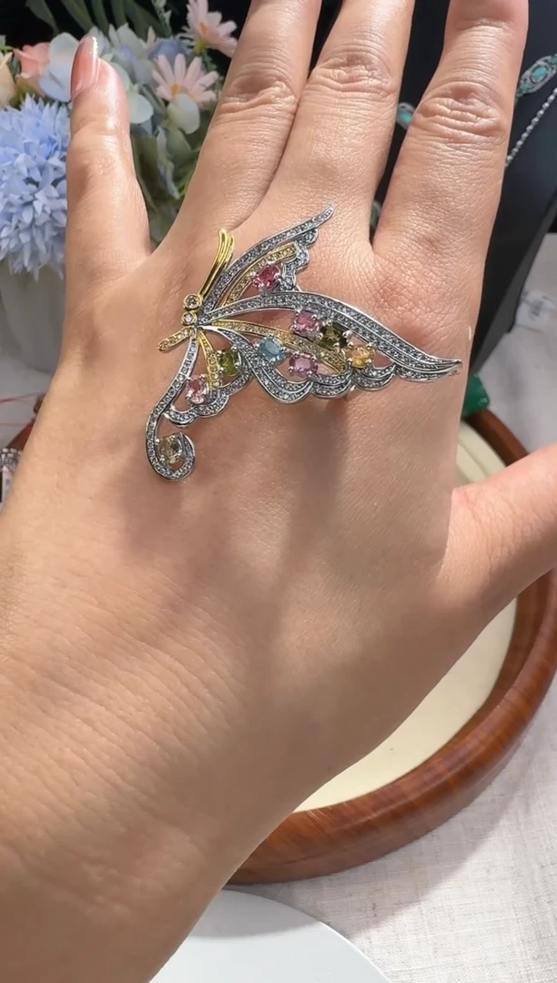 【闪购商品】碧玺胸针银S925镶嵌胸针 多样性