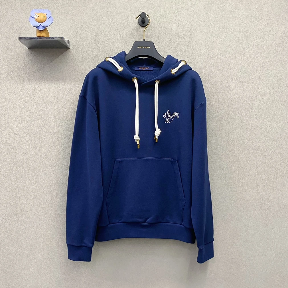 99新 LouisVuitton/路易威登 24款藏蓝刺绣卫衣/尺码XS/YH009424