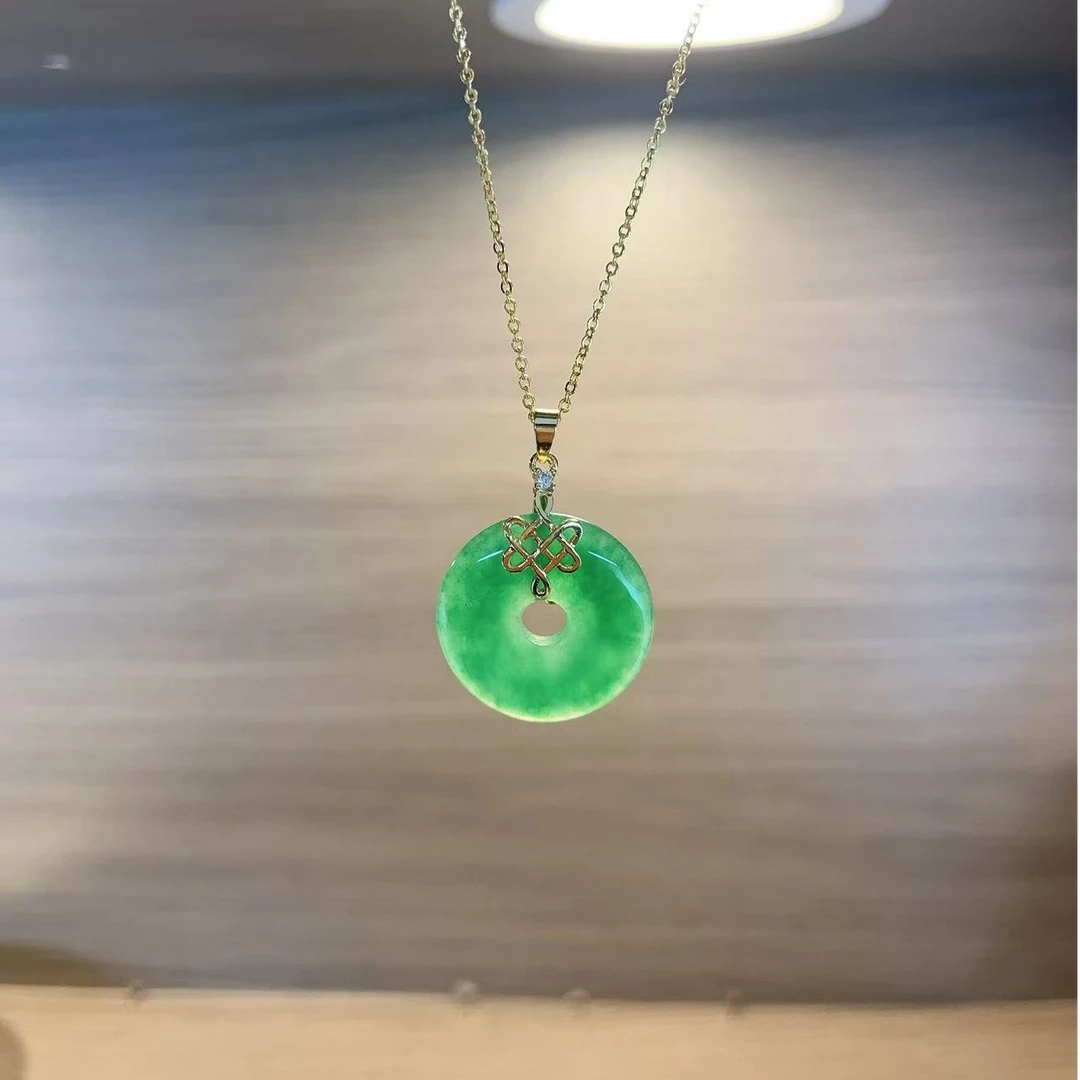 缅料木左色飘花平安扣L0048