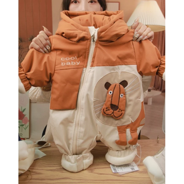 厚棉小狮子带帽哈衣