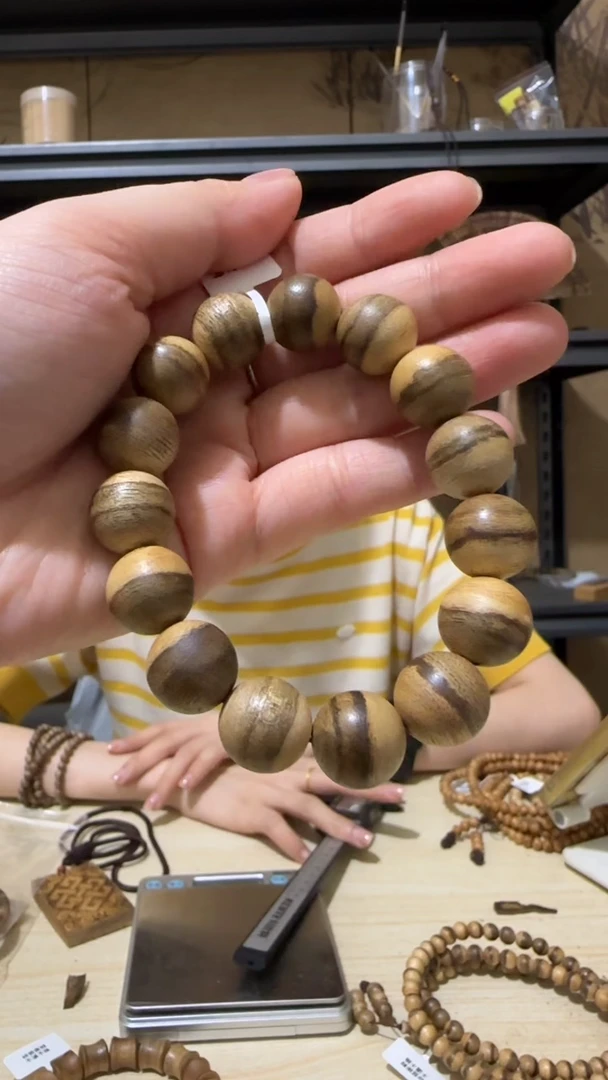 手串沉香4号马泥涝野料手串卡14