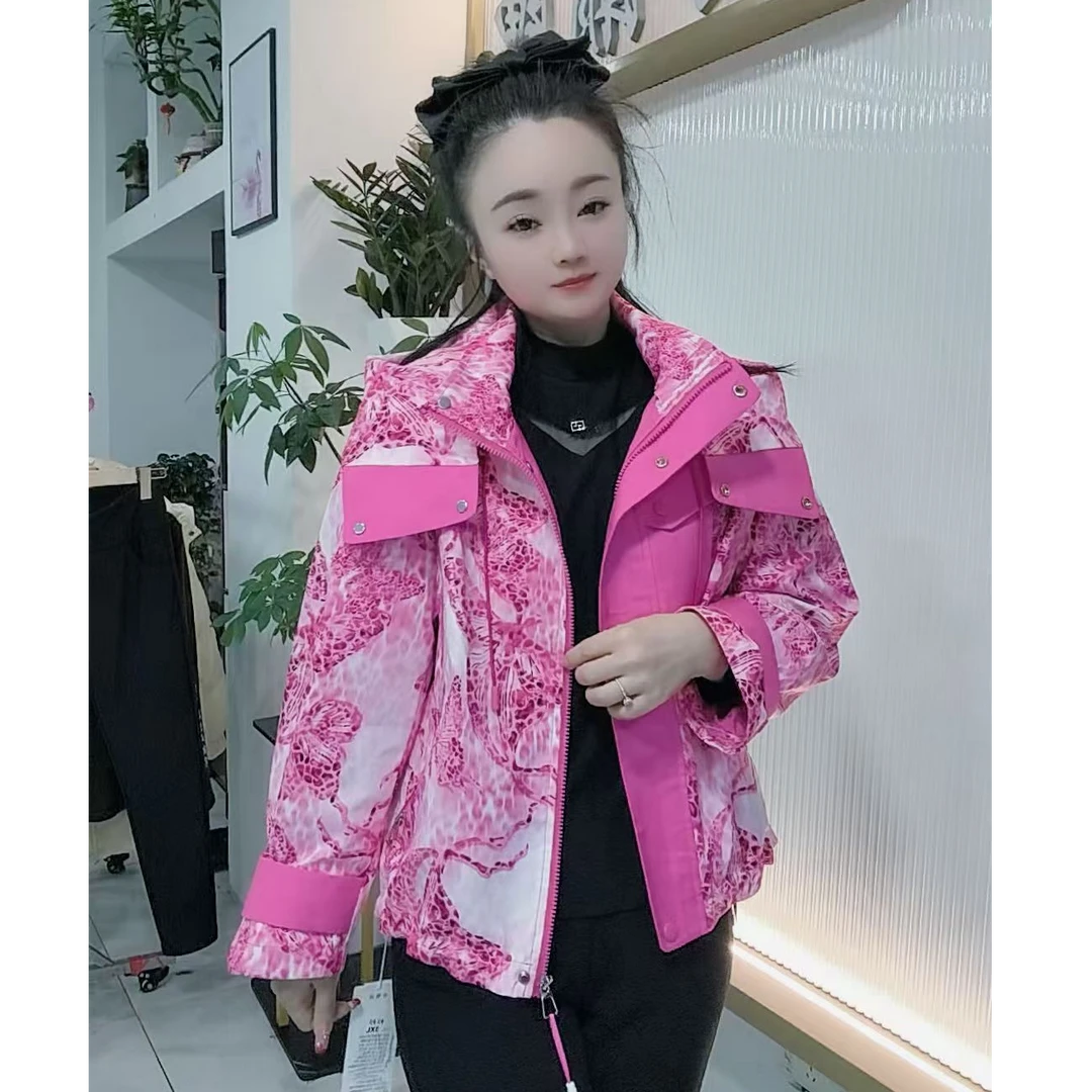 【婉婷服饰】25001春秋款洋气女士外套休闲百搭连帽三防面料宽松