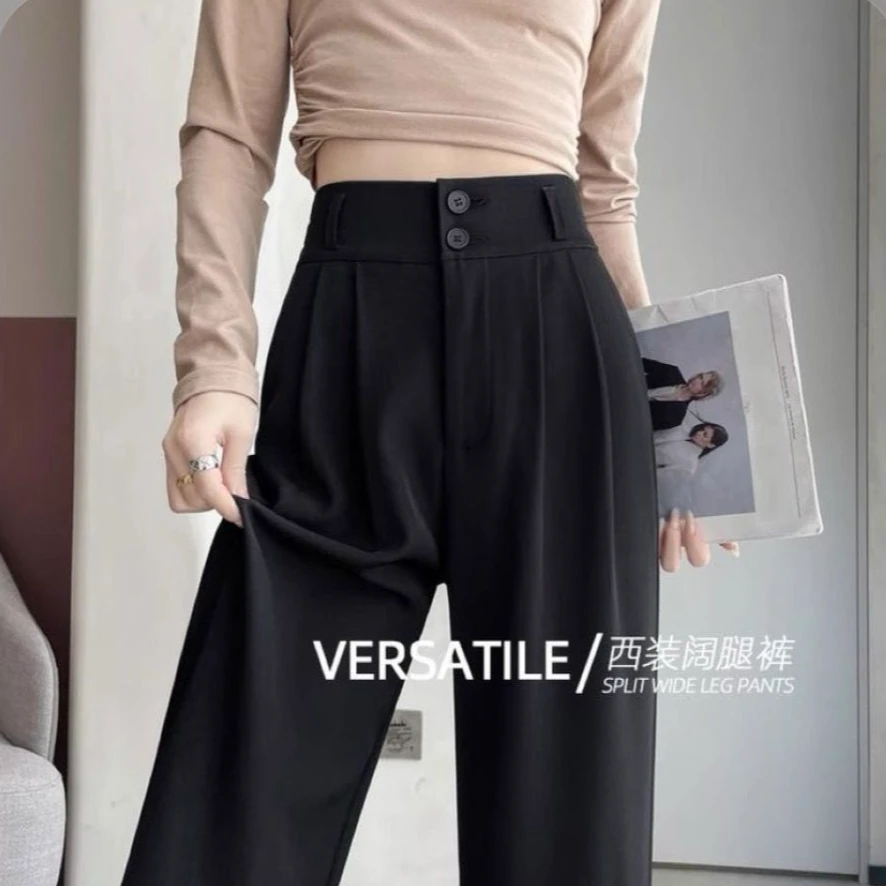 高级感阔腿裤女2025春夏新款高腰显瘦爆款西装休闲薄款窄版直筒裤