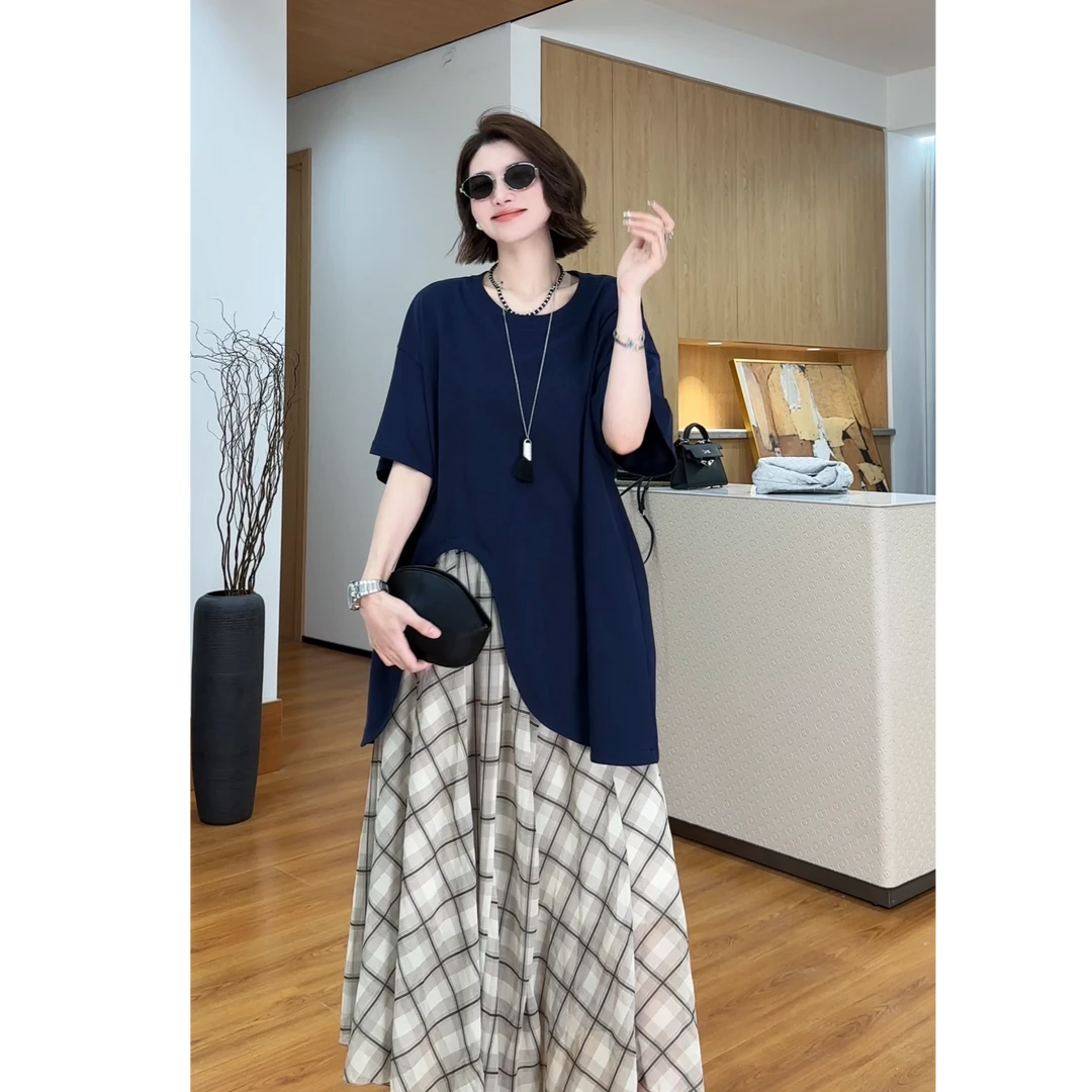 YYOUHAN 2025新款【曲线回廊】U型下摆时尚显瘦百搭T恤 2506C3409