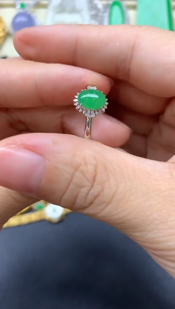 翡翠戒指18K金镶嵌424-中国好珍宝
