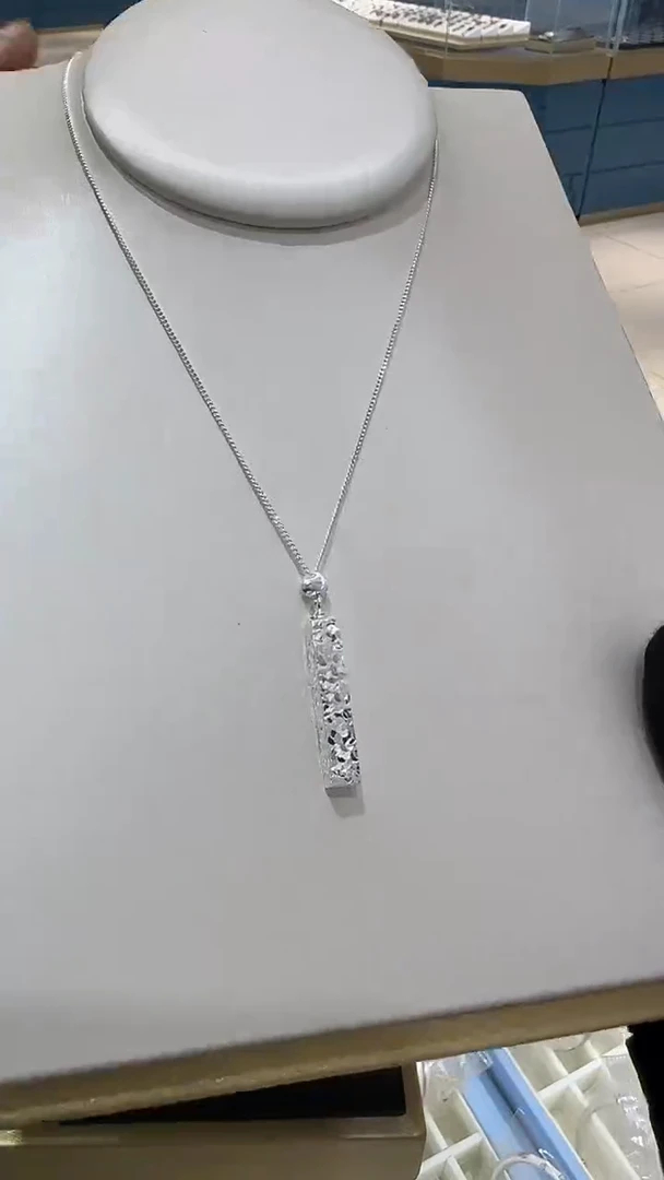 珐琅吊坠足银碎冰冰银条套链