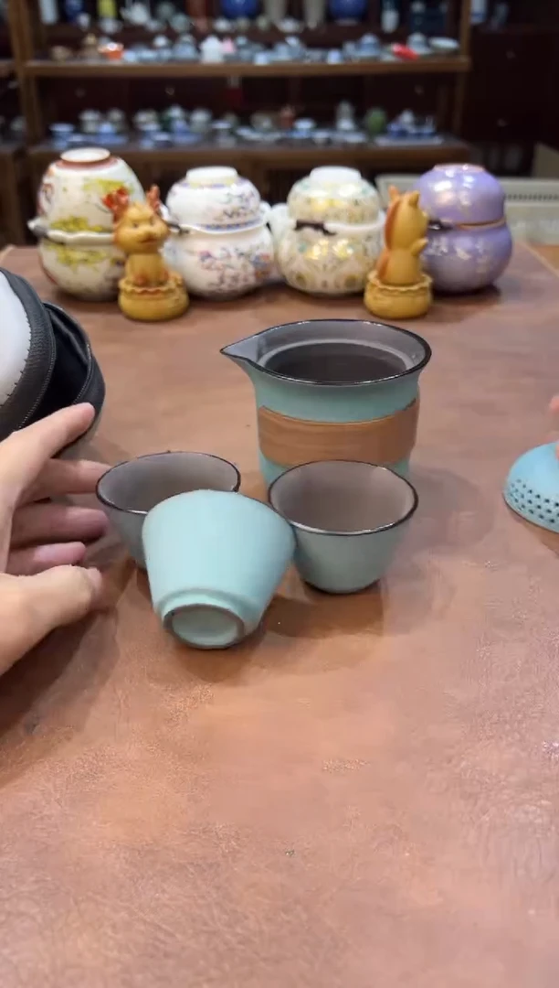 真的很便宜超好看会开片的旅行茶具