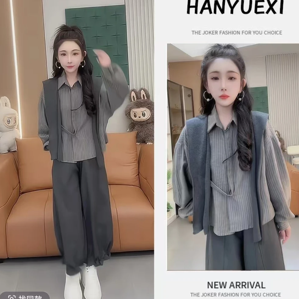 开秋一整套女装2025年新款韩版减龄气质休闲长袖衬衫休闲裤两件套