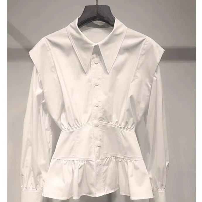 职业阿玛诗官2025春秋新款法式别致收腰白色衬衫漂亮高级感上衣