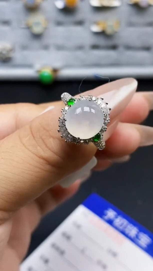 银S925镶嵌戒指翡翠2307
