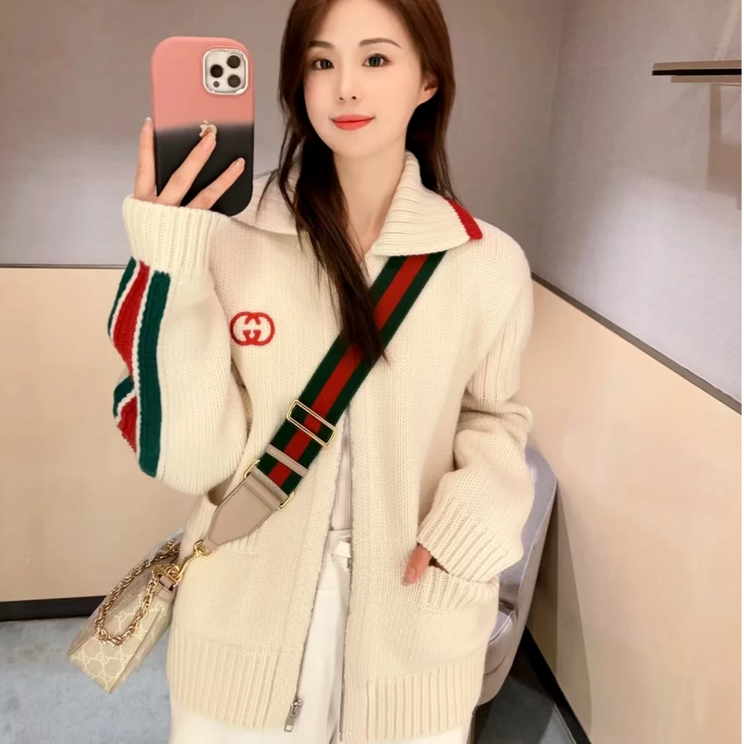 全新未使用 GUCCI/古驰 亿颗潮奢 胸口logo针织开衫外套 M码 8280