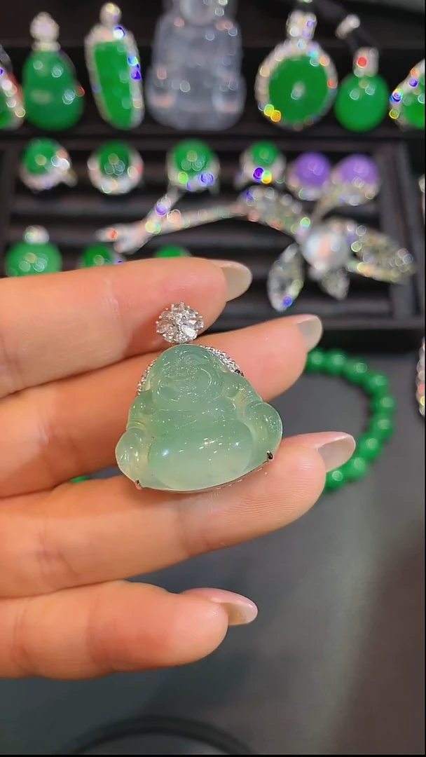 吊坠(不含链)18K金镶嵌翡翠吊坠