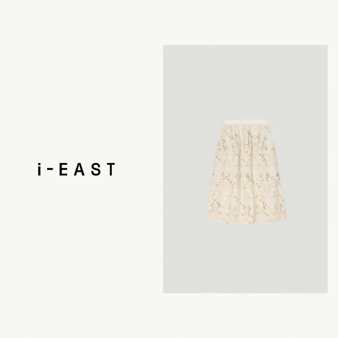 i-EAST 格温情书~钩花设计感松紧腰半身裙-5C Q13252