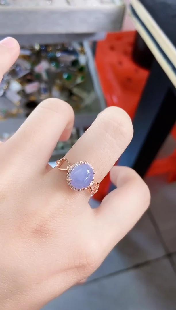 翡翠戒指银S925镶嵌65489