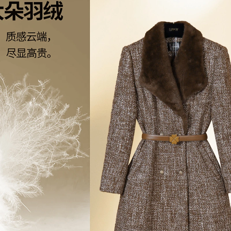 鹅绒服含羊毛轻奢气质时尚设计师收腰显瘦鹅绒服DHZFF406072