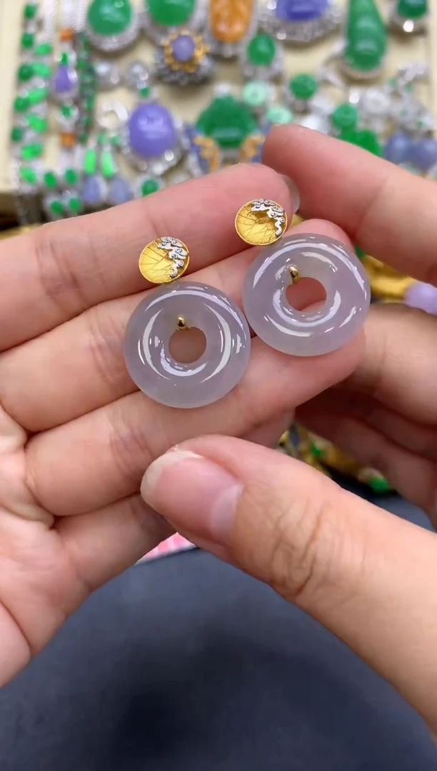 18K金镶嵌翡翠耳饰534-中国好珍宝