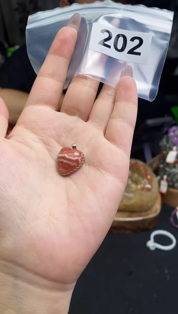 菱锰矿（红纹石）银S925镶嵌吊坠吊坠202