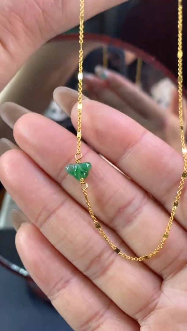 颈饰银S925镶嵌翡翠净货18127