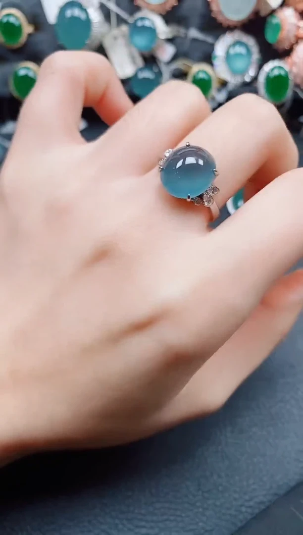 银S925镶嵌戒指翡翠翡翠