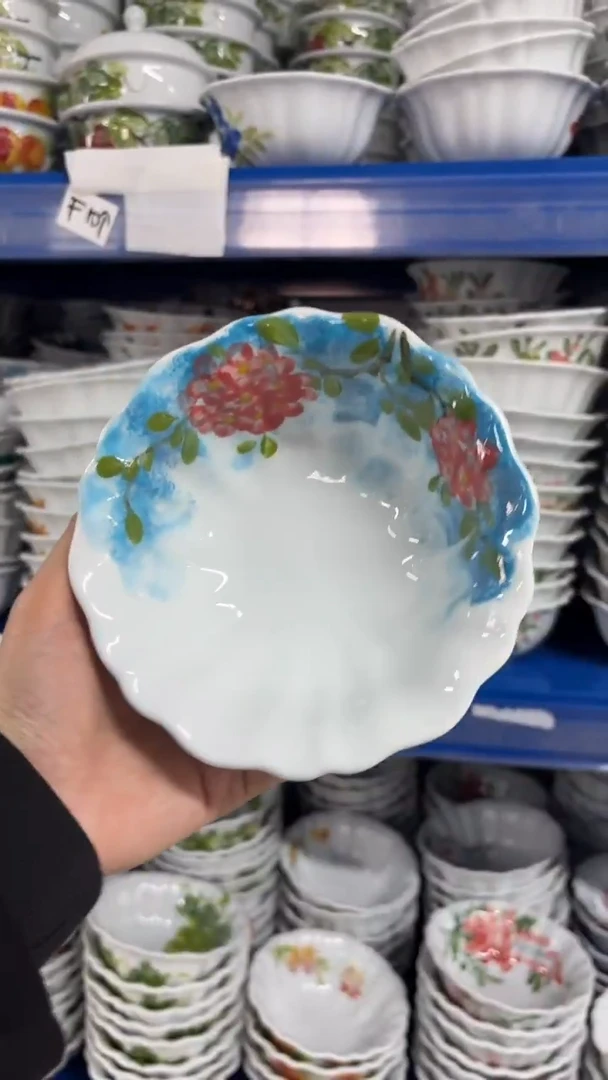 瓷片景德镇陶瓷食品级手绘釉中彩-花边碗