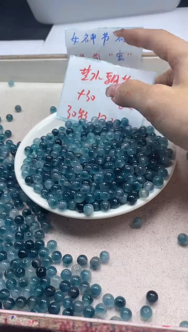 【闪购商品】玛瑙/玉髓颈饰未镶嵌w836蓝水飘花6mm*60颗