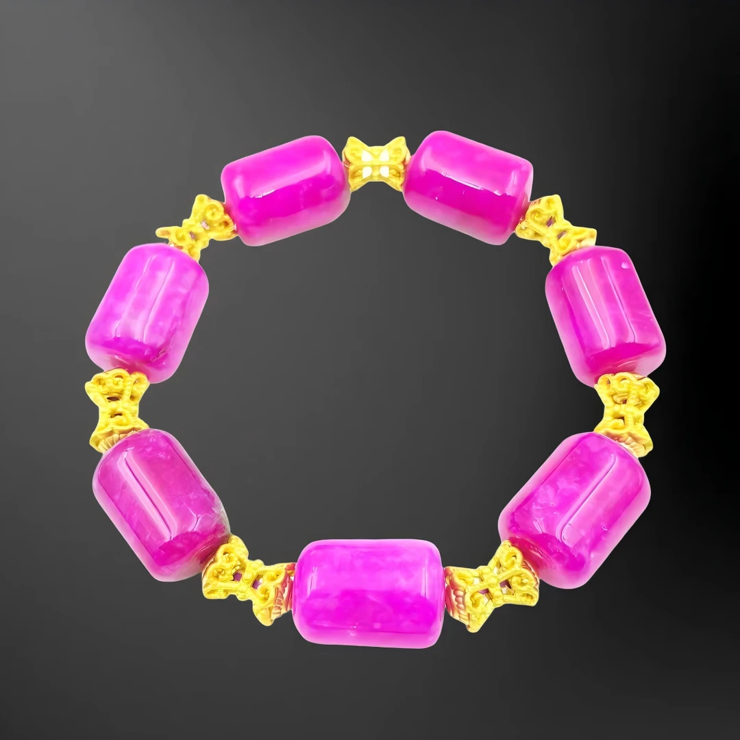 樱花粉舒俱玛瑙桶珠国风手串S969J