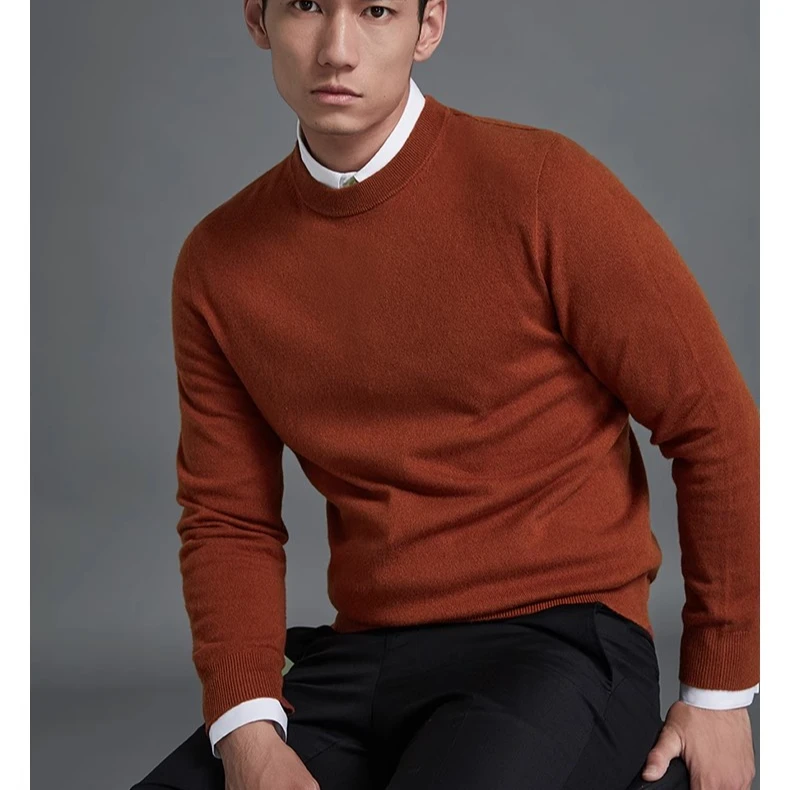 10%羊绒混纺秋冬圆领百搭休闲羊毛针织衫