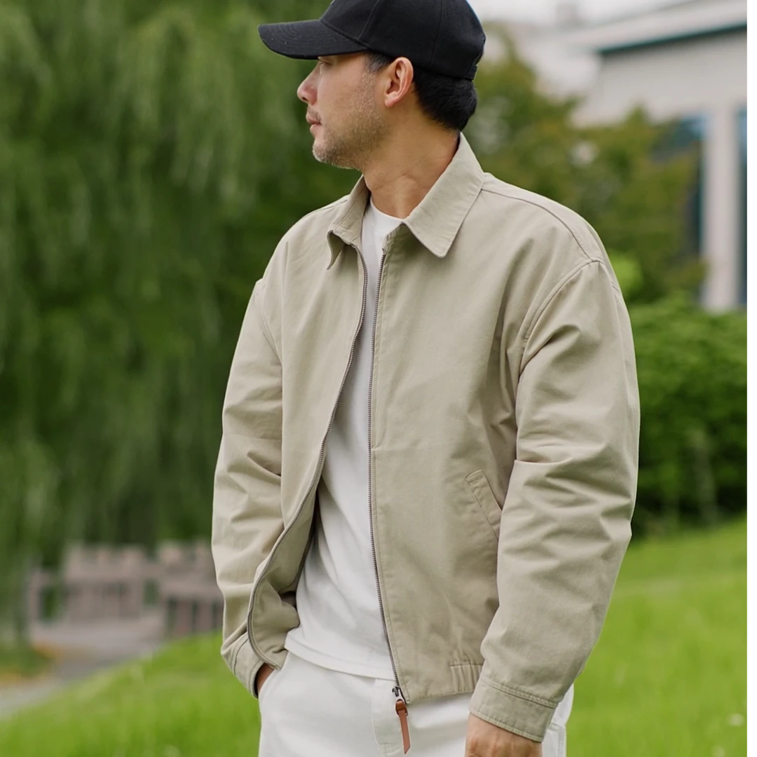 【布凡男装专属】美式夹克秋重磅纯棉水洗休闲宽松cleanfit翻领外套