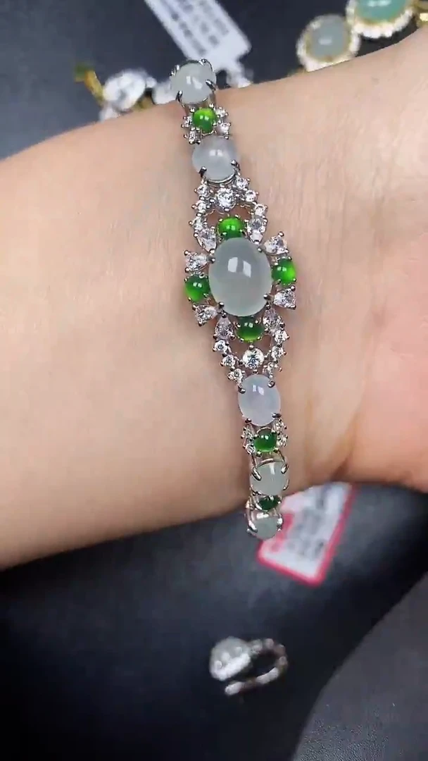 银S925镶嵌戒指翡翠3350