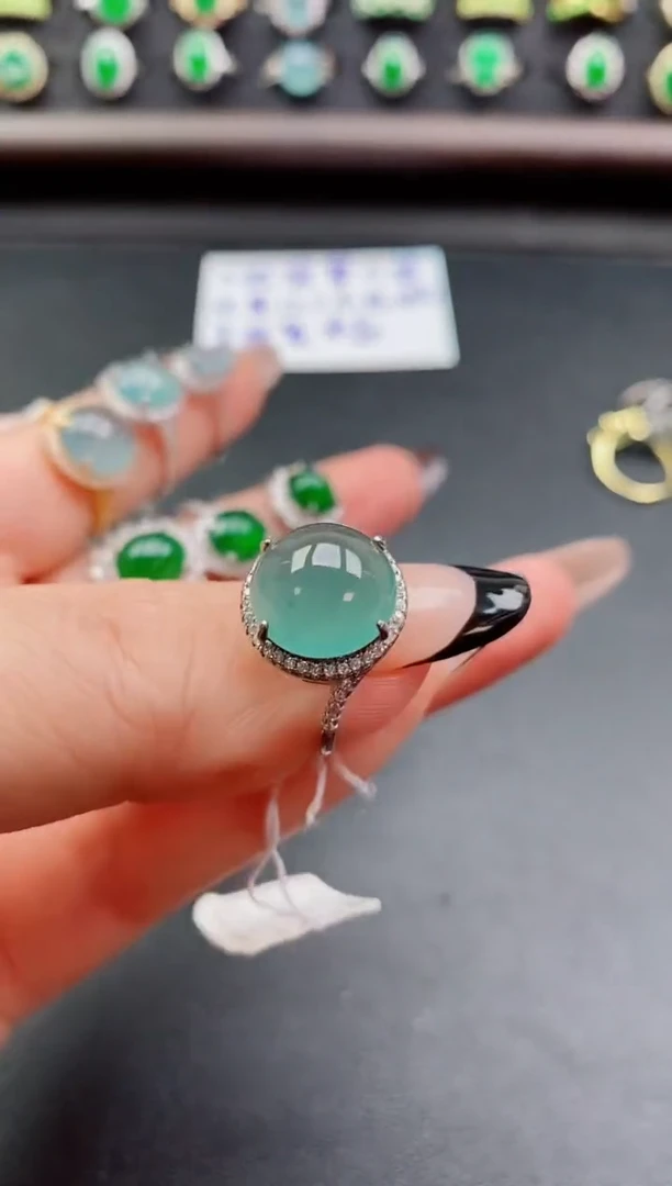 银S925镶嵌戒指翡翠1