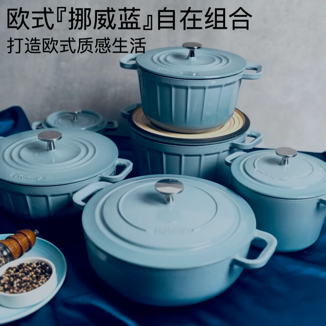 Molung/莫琅【挪威蓝】铸铁珐琅锅微压锁水煲汤炖肉不挑灶具