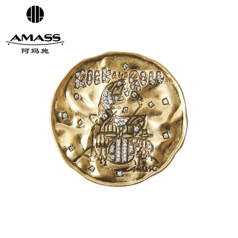AMASS/阿玛施 铜锆石胸针 时尚气质闪耀雕刻精致小众胸针女590030